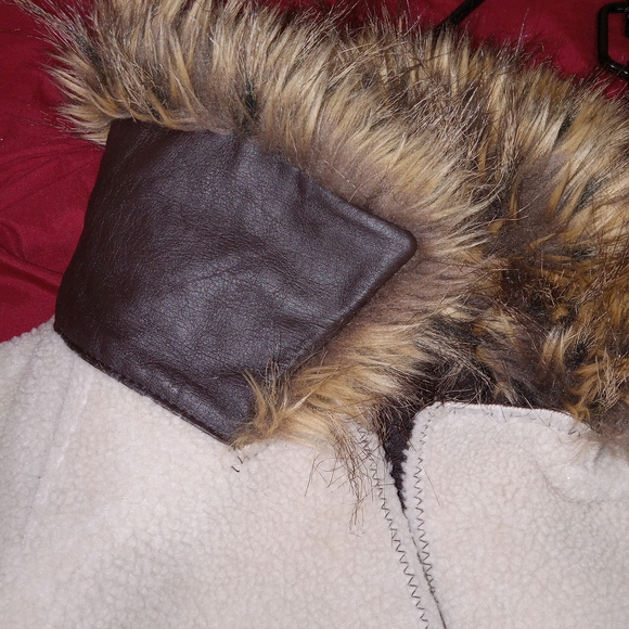 Ideology Reversible Shearling/Faux Fur Jacket with Collar Leather Belt Womens PS - Picture 12 of 15